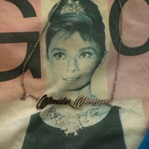 Silver Wonder Woman logo Necklace